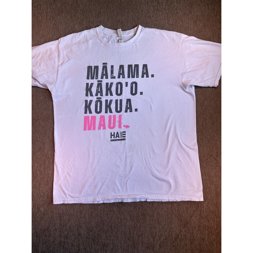 Alstyle Premium Malama Kakoo Kokua Maui Hawaii Graphic T-Shirt White XL